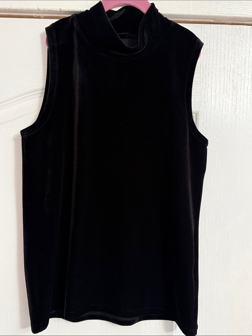 J. Crew Factory Black Velvet Sleeveless Mock Neck Tank